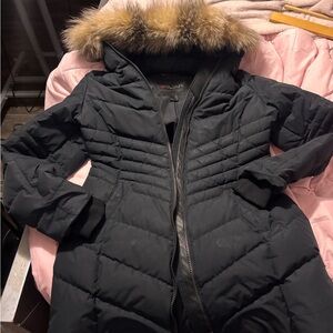 N/A Black Women's Jacket with Fur Trim